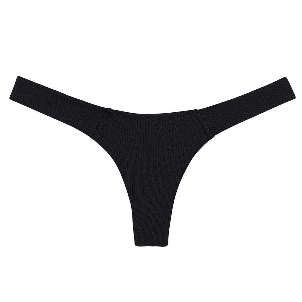 Black Rib Added Coverage Uno Bikini Bottom, Montce Swim