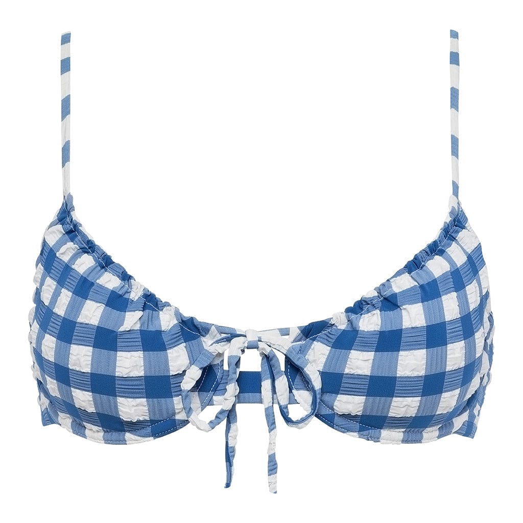 Blue gingham bathing suit on sale