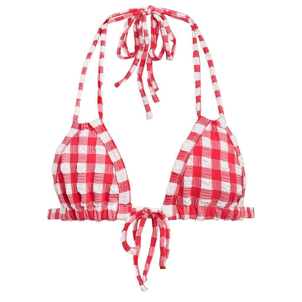 Red and white store checkered bikini