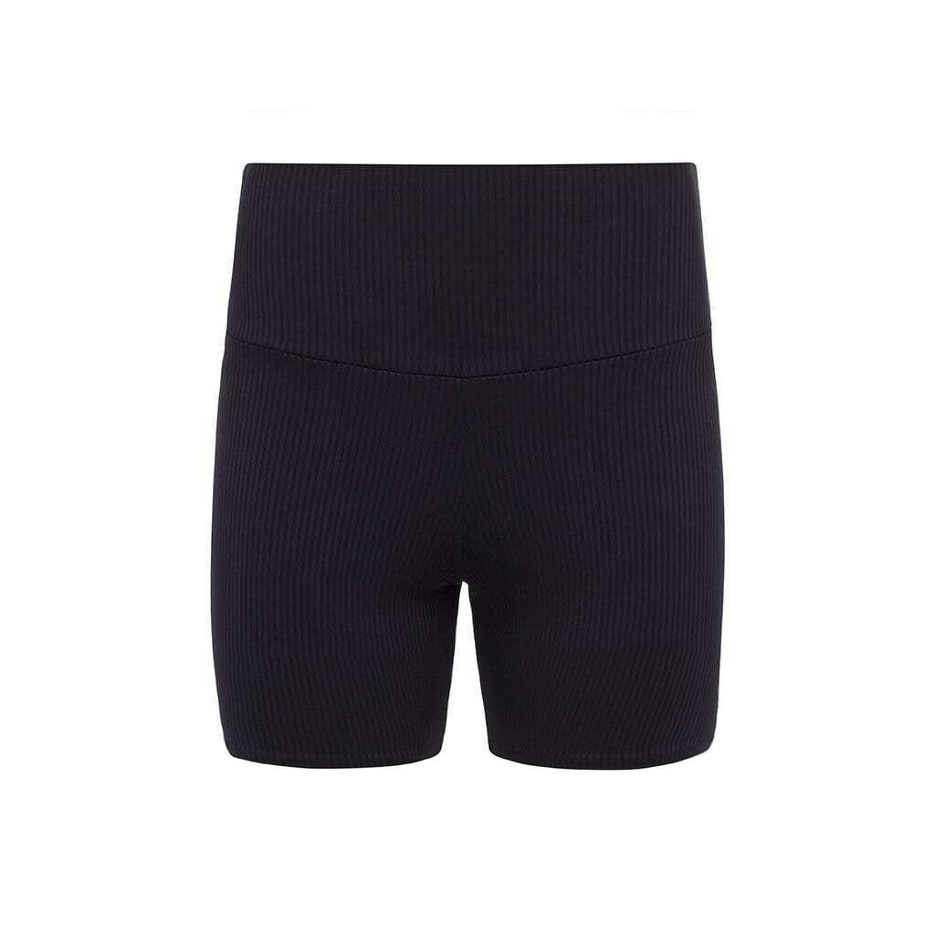 Rib-knit Bike Shorts - Black - Ladies