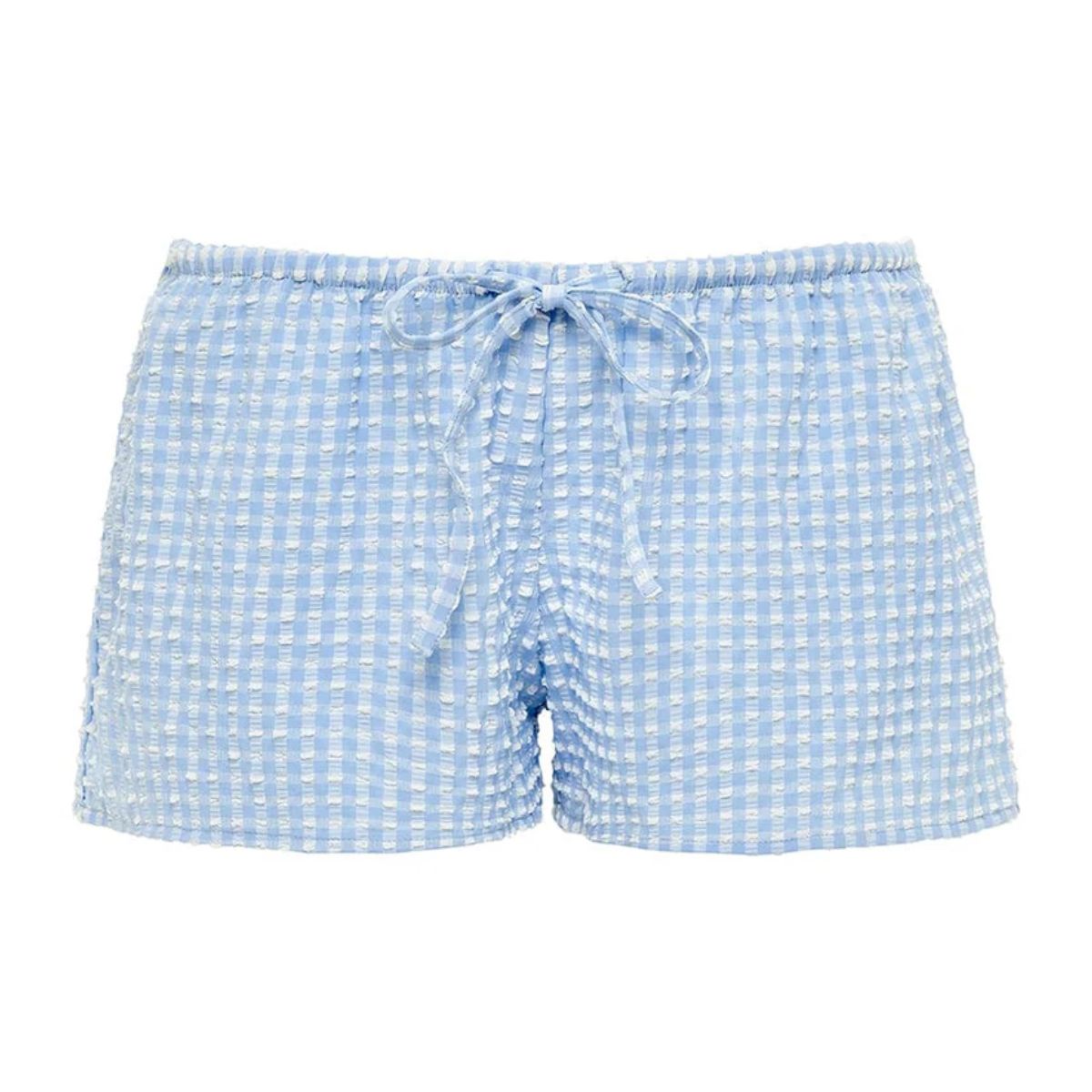 Peri Micro Gingham Low-Rise Drawstring Short