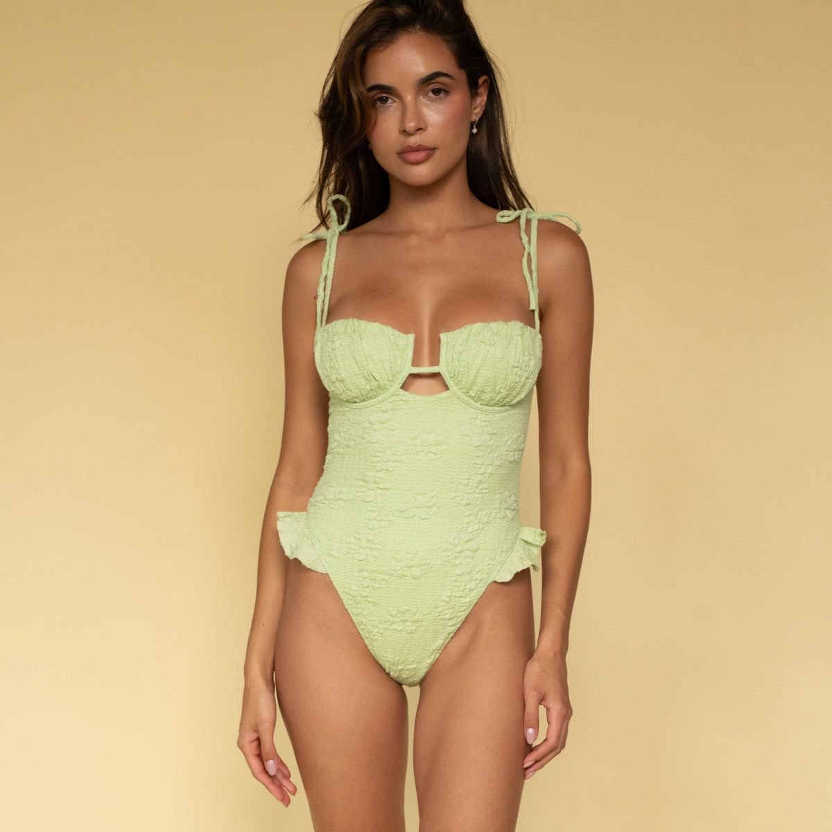 Avo Floral Petal Ruffle One-Piece