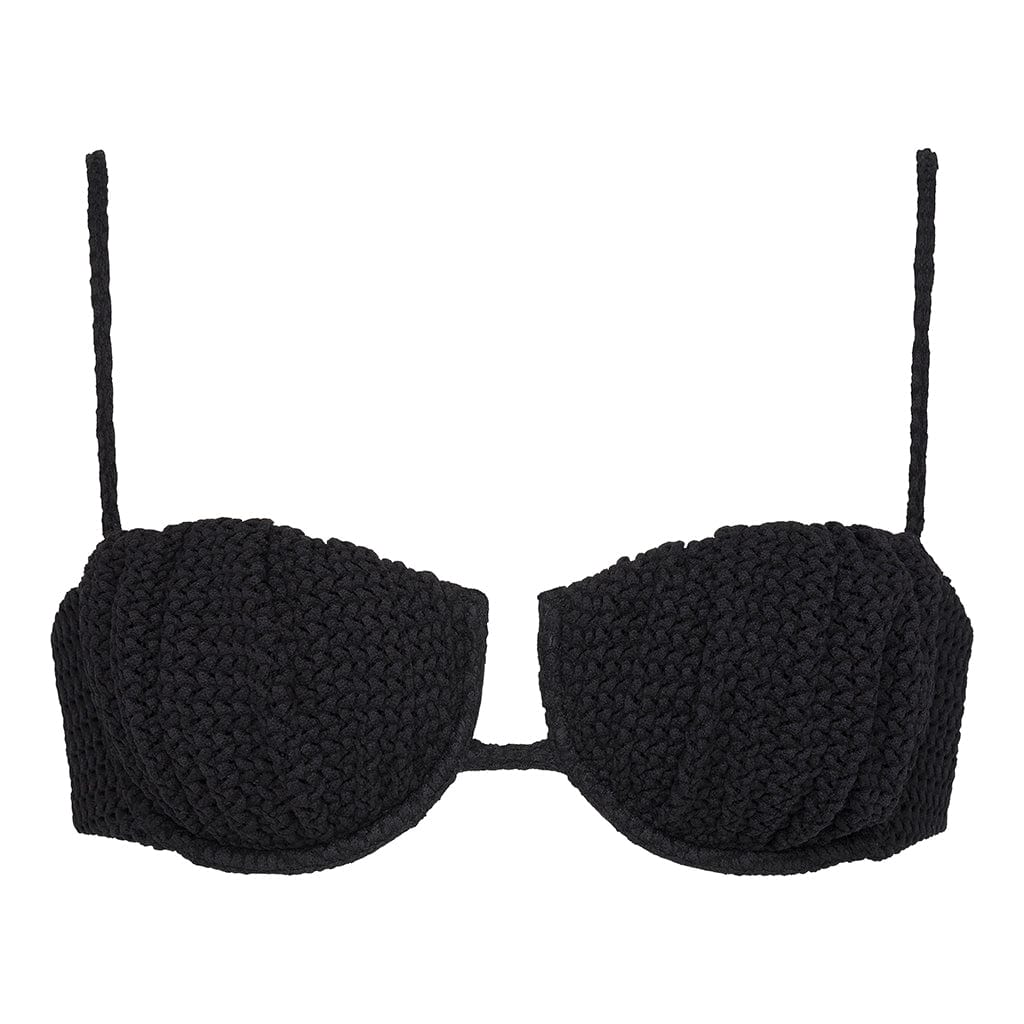 Black Crochet Petal Bikini Top