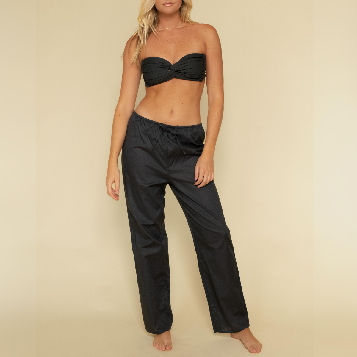 Charcoal Drawstring Wide Leg Pant