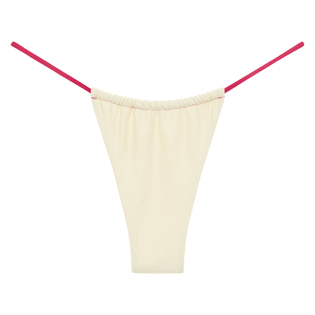 Cream Raspberry Binded Brasil Binded Bikini Bottom