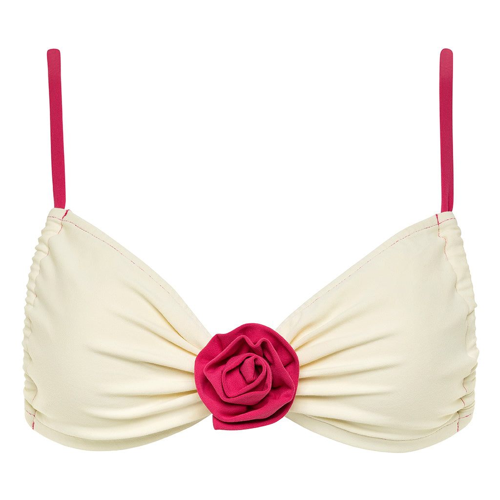 Cream Raspberry Binded Devin Rosa Bikini Top