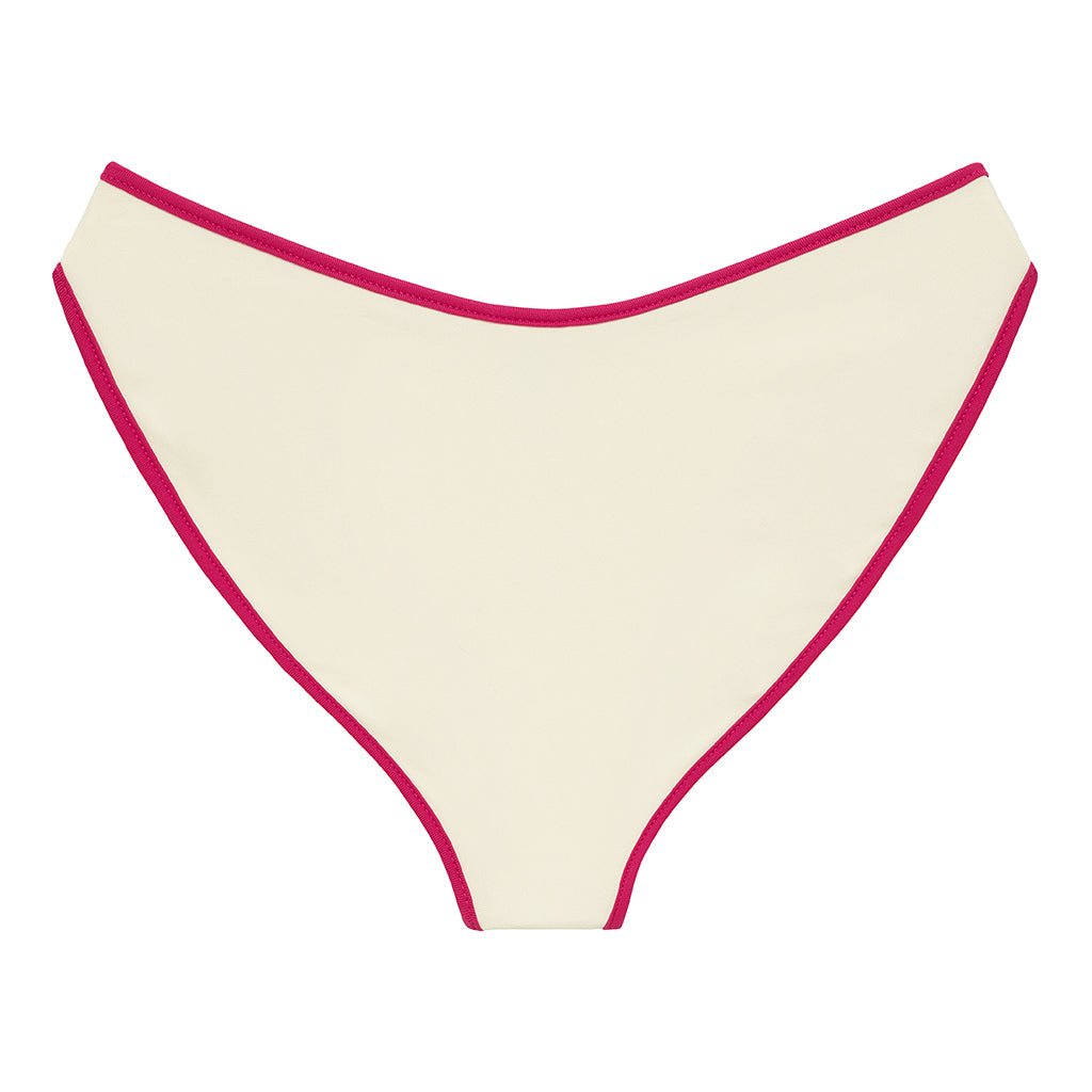 Cream Raspberry Binded Added Coverage Lulu Bikini Bottom