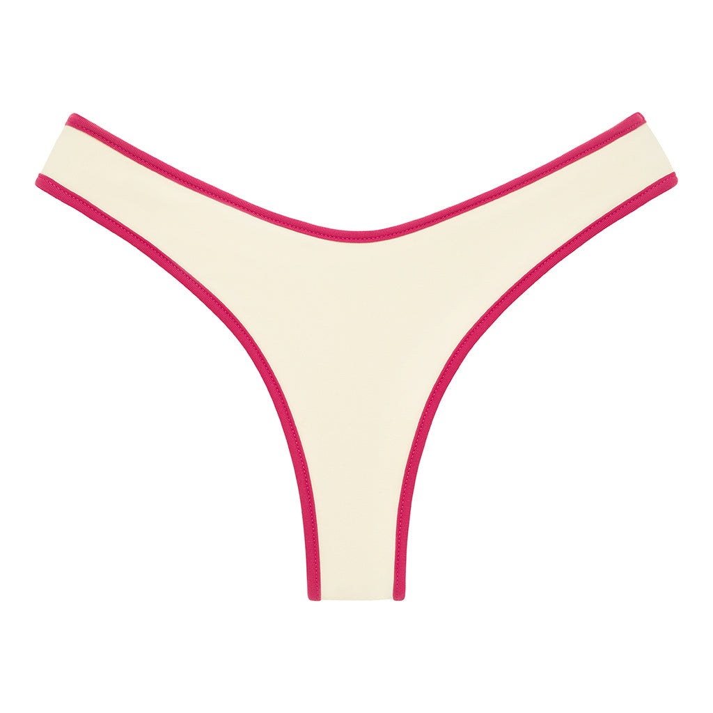 Cream Raspberry Binded Lulu Bikini Bottom