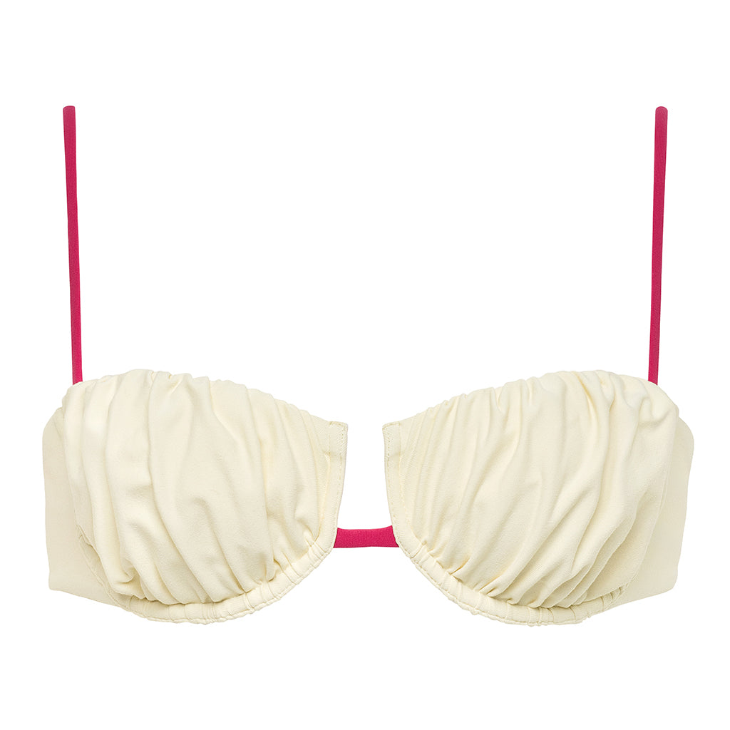 Cream Raspberry Binded Petal Bikini Top