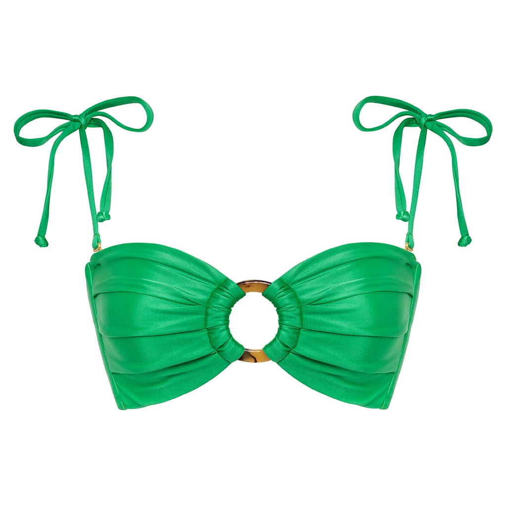 Emerald Shimmer Tori Ties Bandeau Bikini Top
