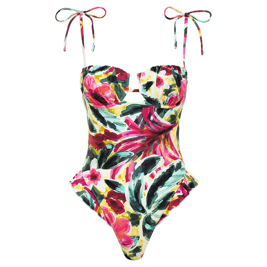 Isla Floral Petal Ruffle One-Piece