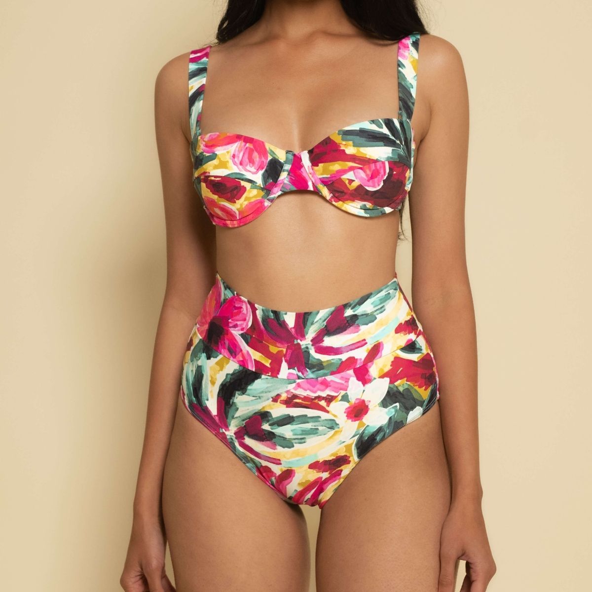 Isla Floral Added Coverage High Rise Bikini Bottom