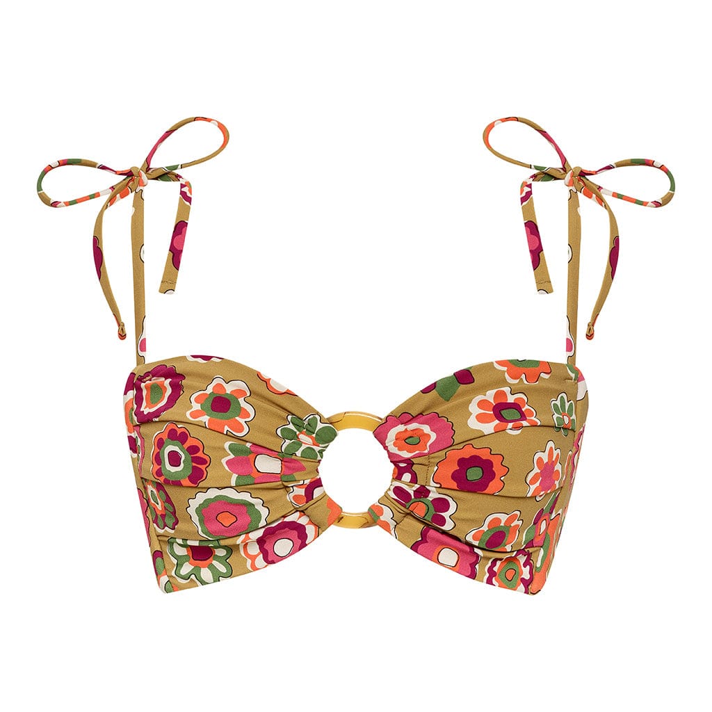 Mazzy Floral Tori Ties Bandeau Bikini Top