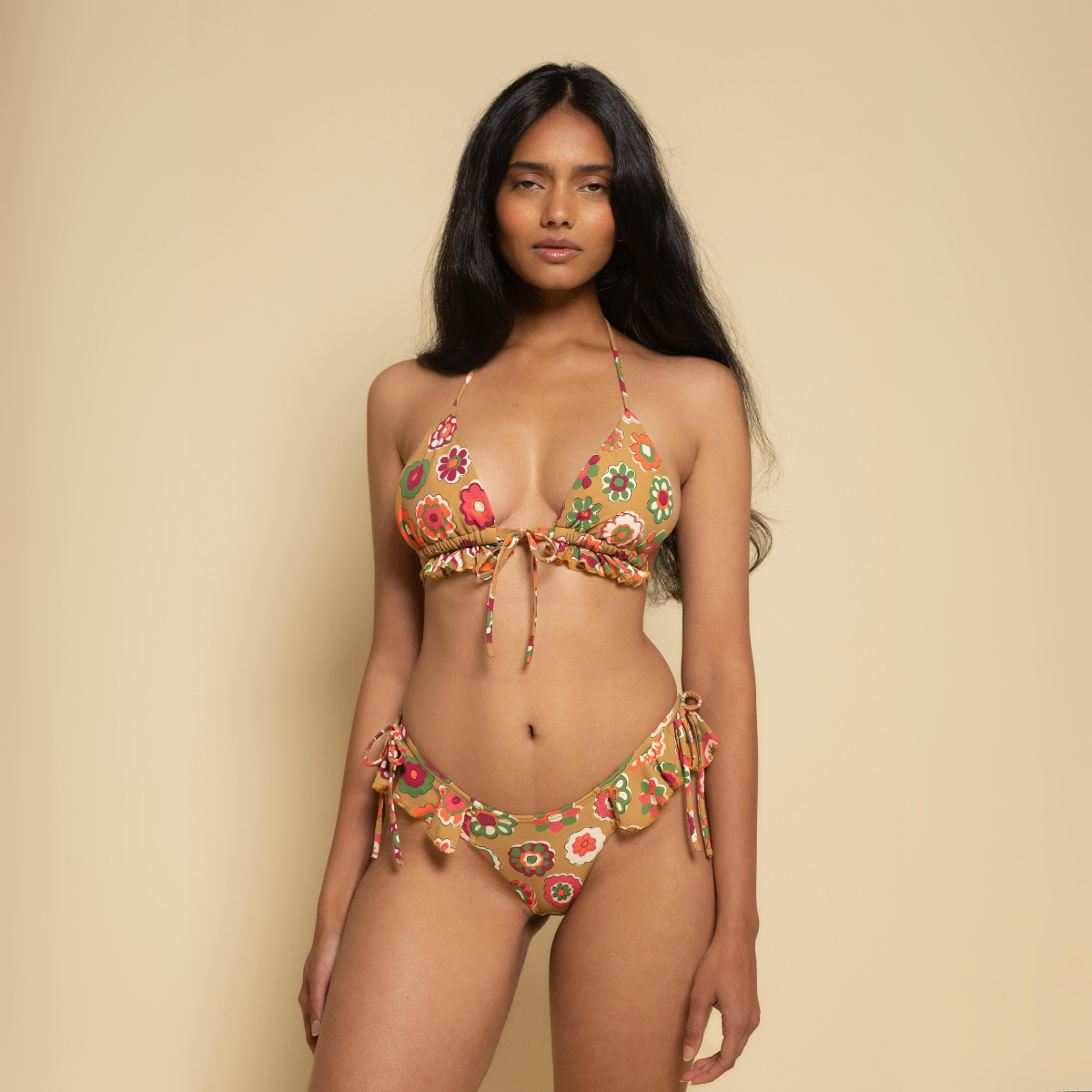 Mazzy Floral Emma Ruffle Bikini Top