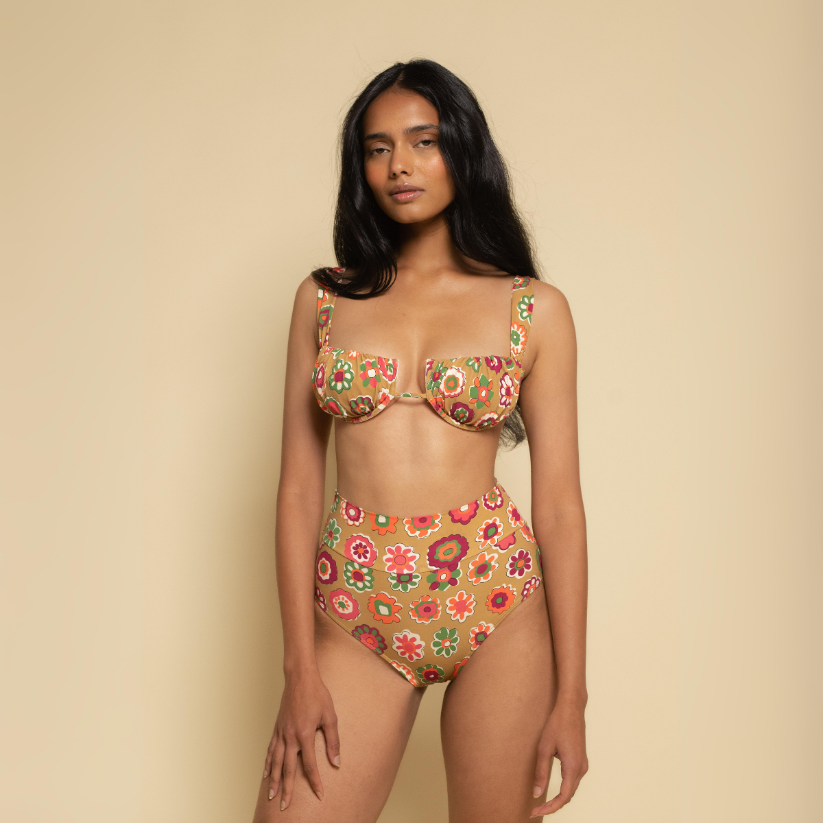 Mazzy Floral Added Coverage High Rise Bikini Bottom