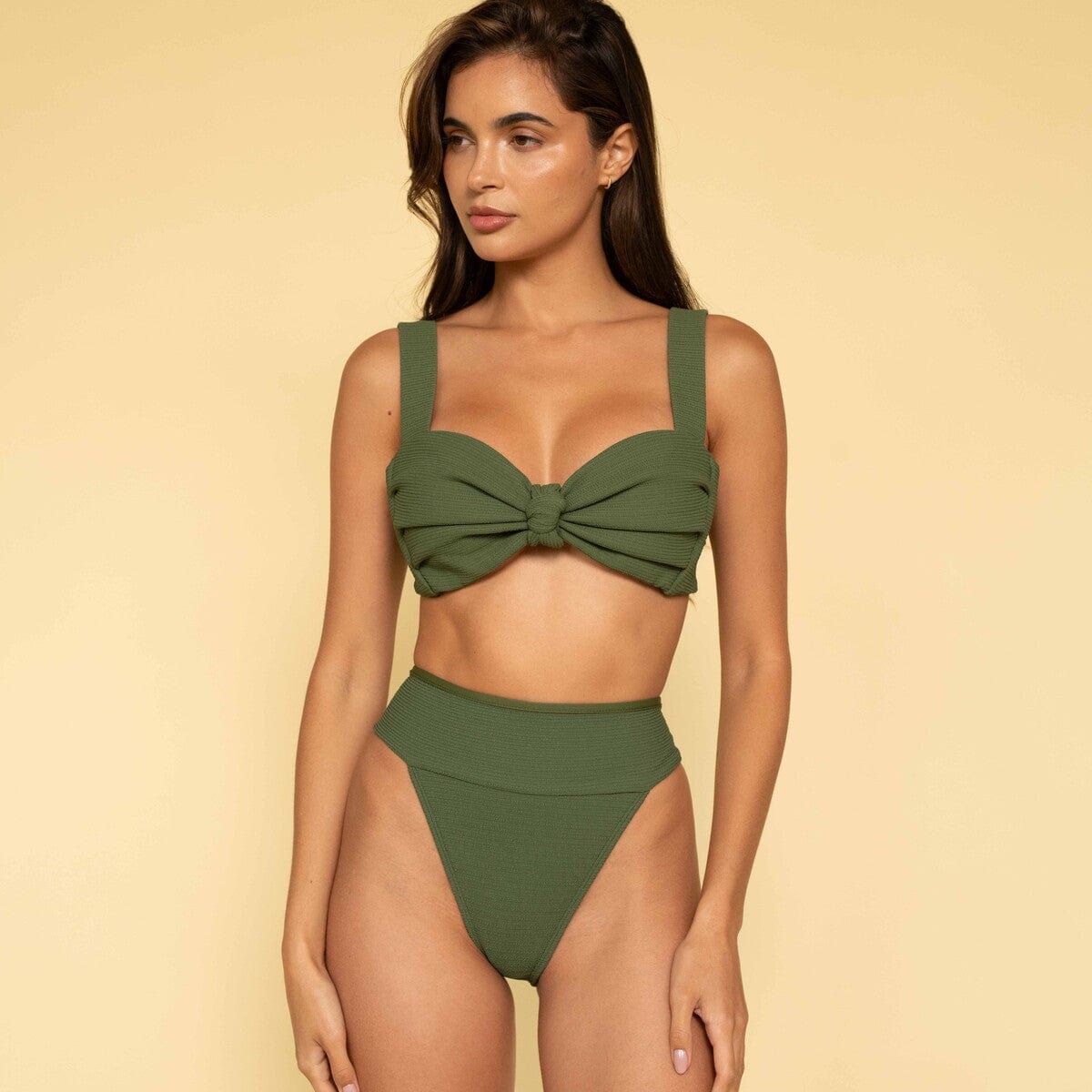 Olive Micro Scrunch Hayden Bikini Top