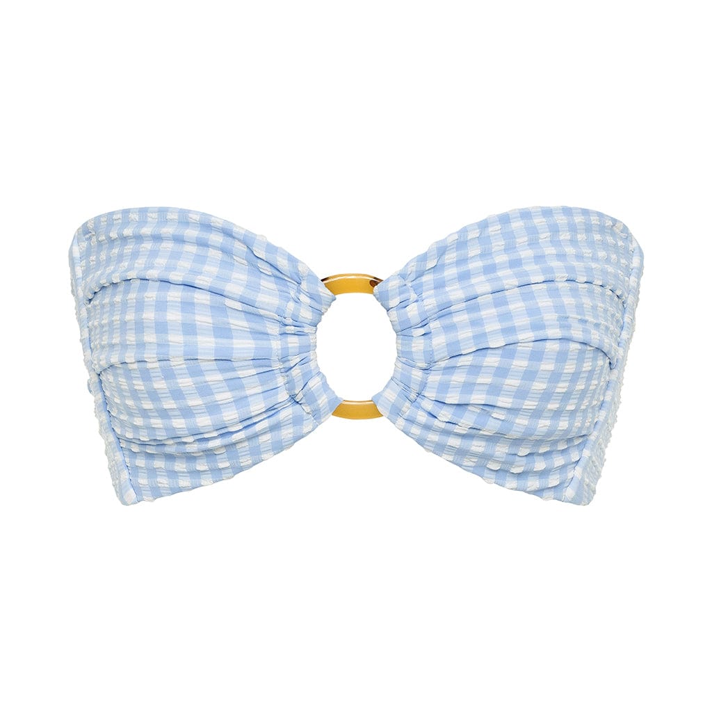 Peri Micro Gingham Tori Ties Bandeau Bikini Top