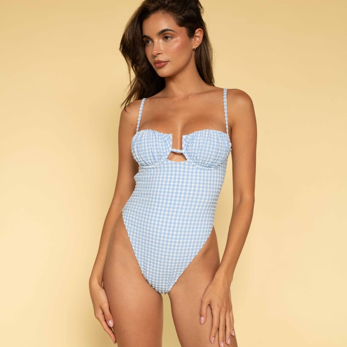 Peri Micro Gingham Petal One-Piece