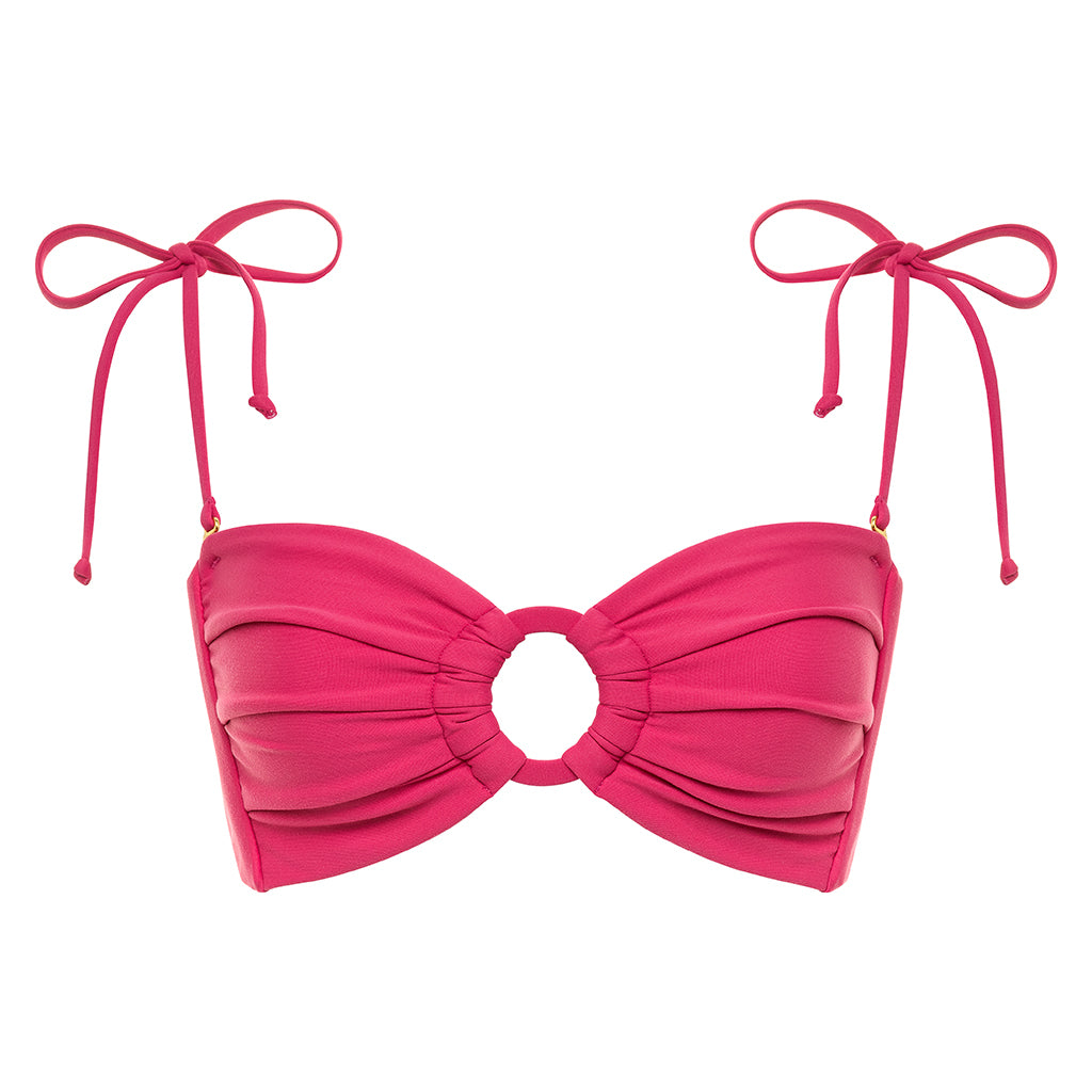 Raspberry Tori Ties Bandeau Bikini Top