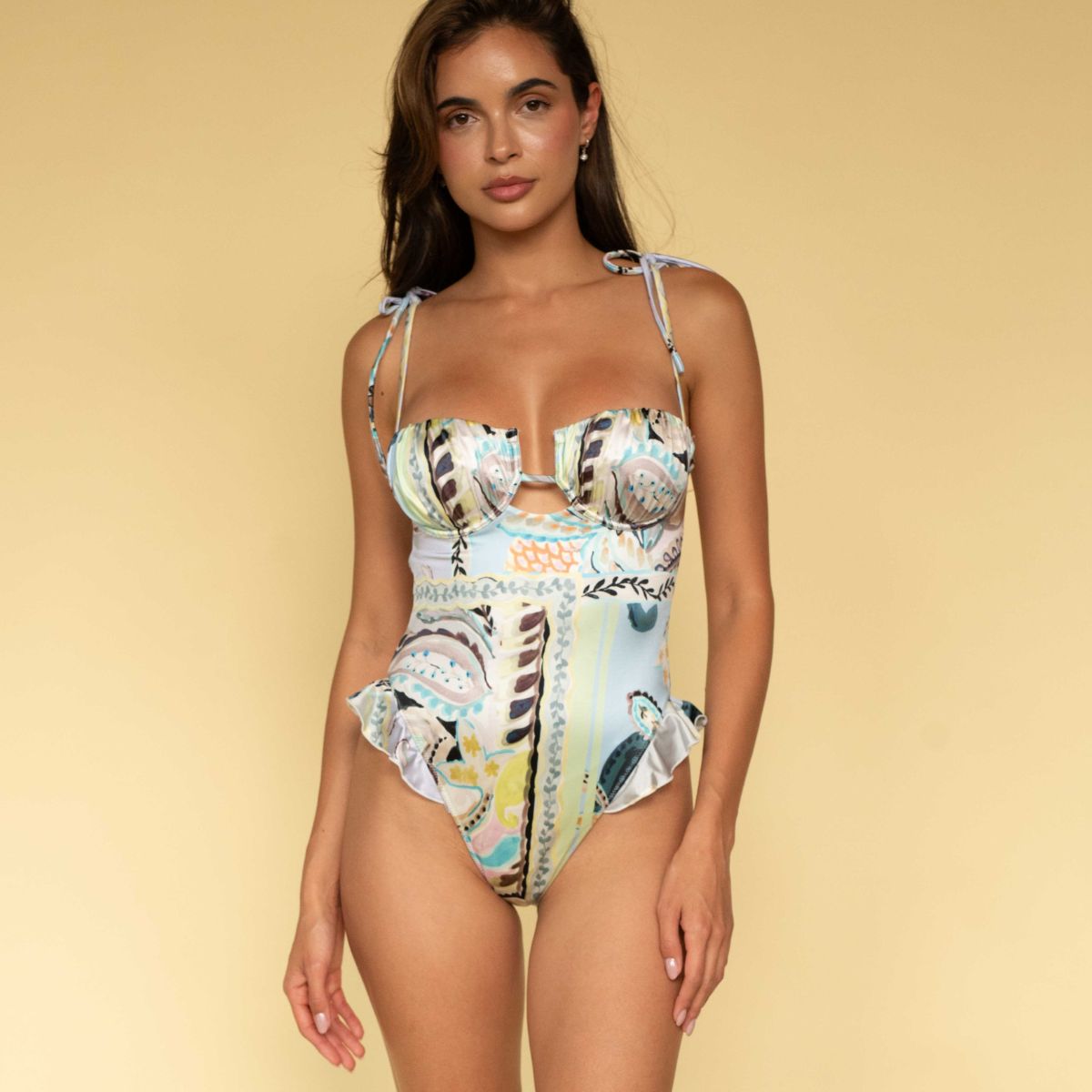 St. Barths Floral Petal Ruffle One-Piece