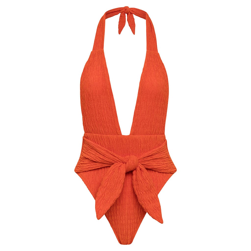 Tangerine Tropez Tie-Up One-Piece