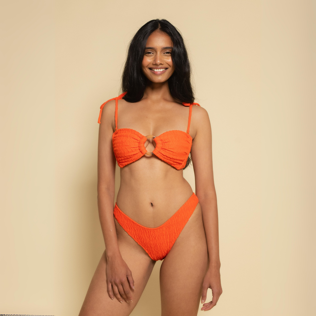 Tangerine Added Coverage Lulu (Zig-Zag Stitch) Bikini Bottom