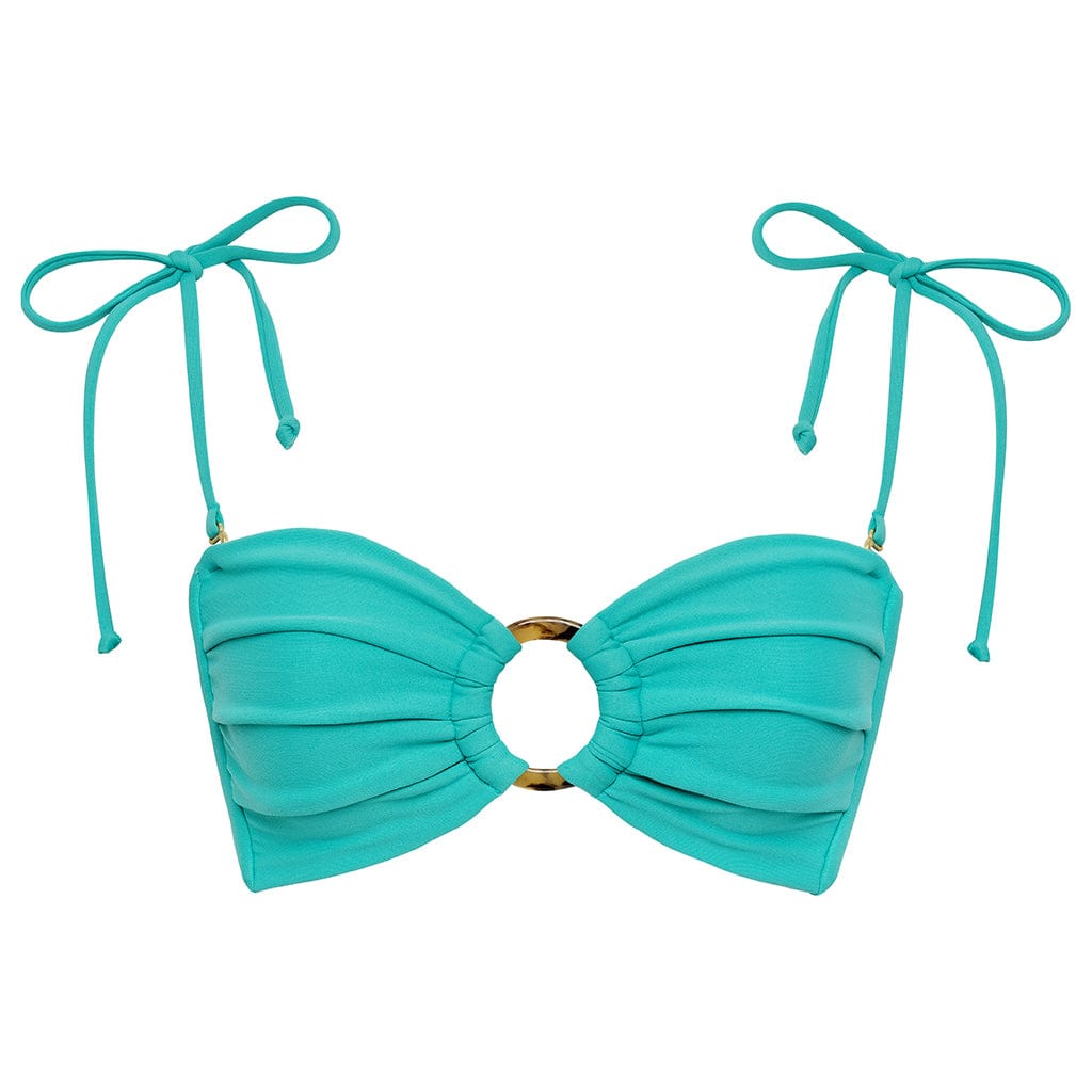 Teal Tori Ties Bandeau Bikini Top