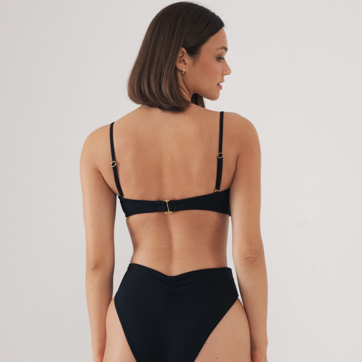 Black 2024 ribbed bikini