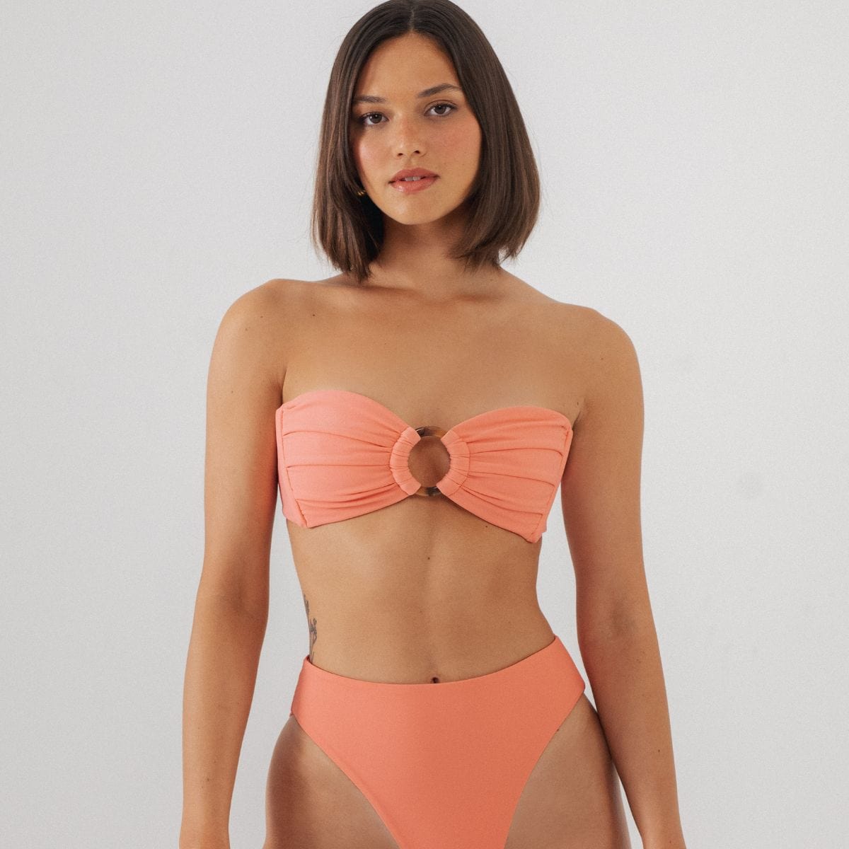 Coral Tori Ties Bandeau Bikini Top