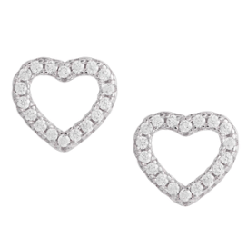 Open Heart CZ Stud Earrings