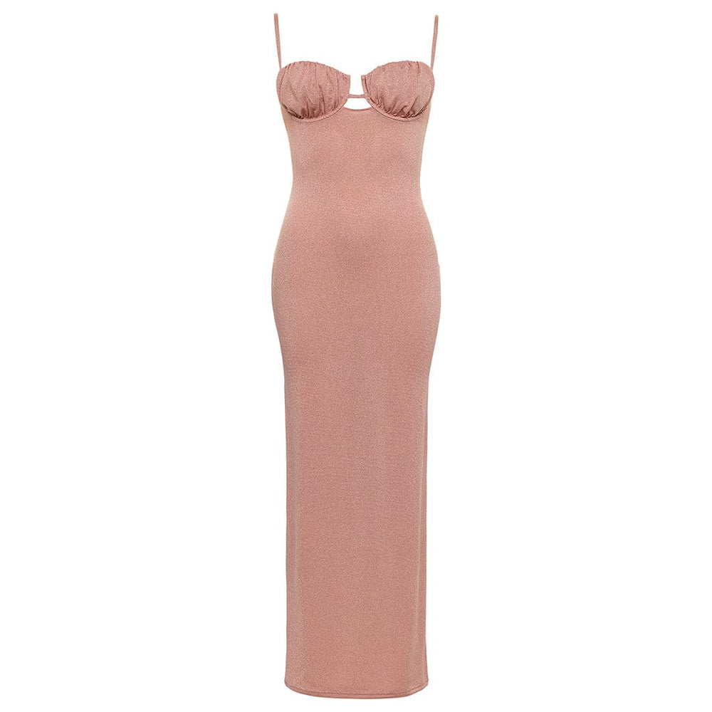 Prima Pink Sparkle Petal Long Slip Dress